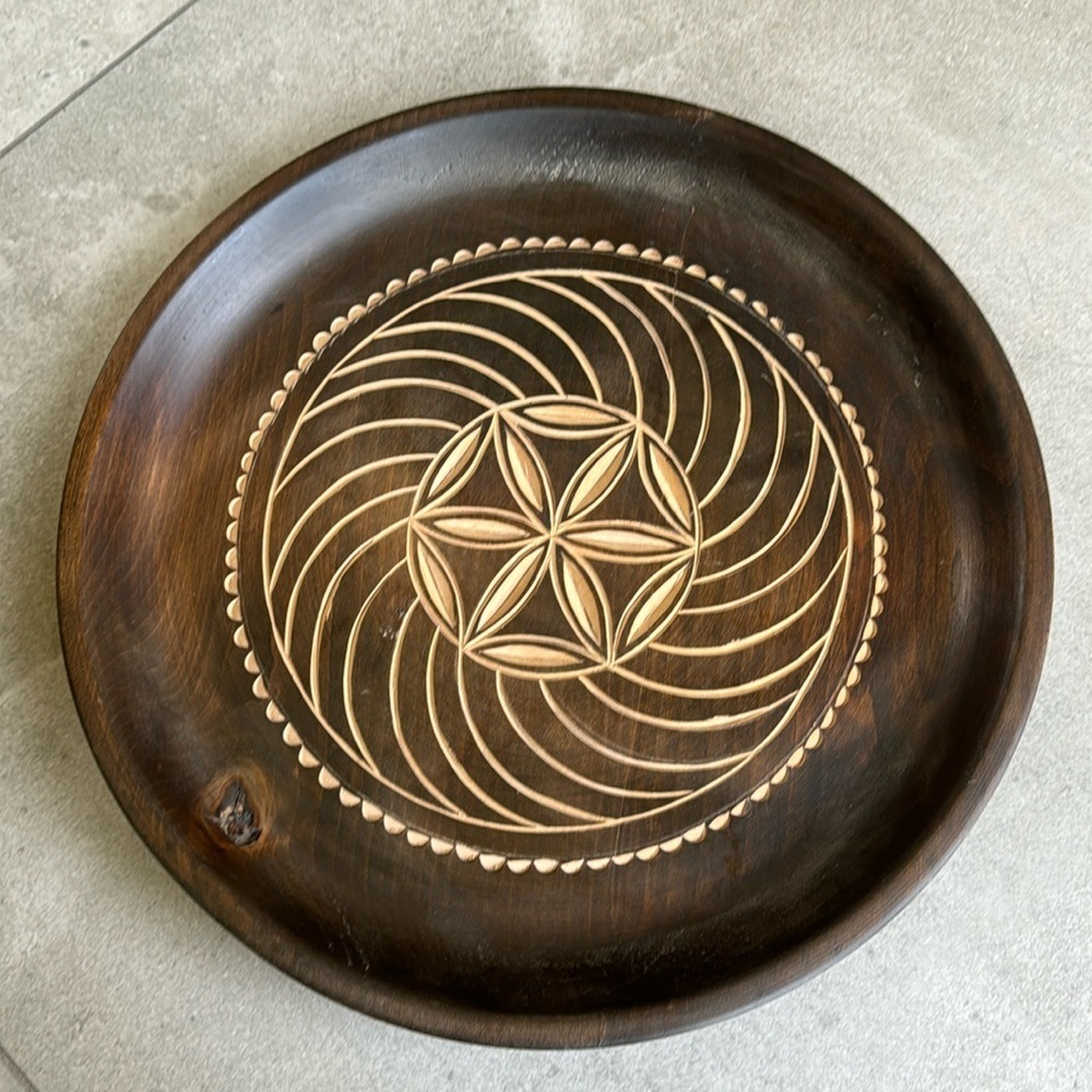 Carved wood platter